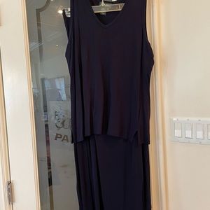 Ladies Ralph Lauren navy blue skirt set top is a medium and long skirt is large.